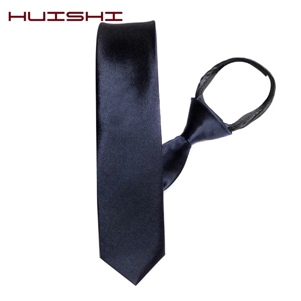 HUISHI pré-attaché fermeture éclair cravate cou hommes maigre fermeture éclair cravates rouge noir b