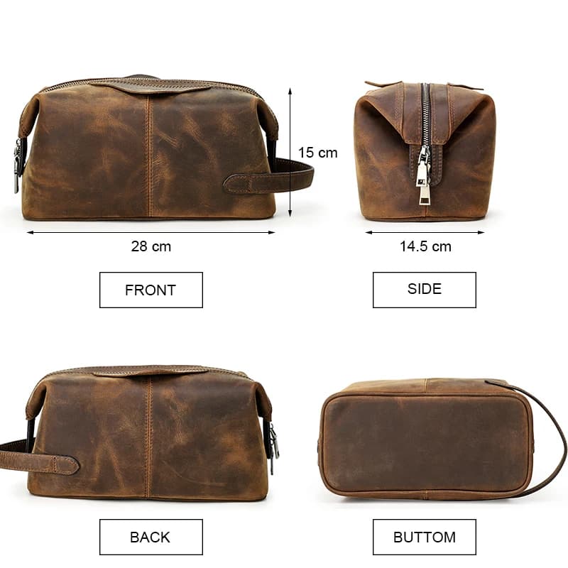 Contact's Crazy Horse – trousse à cosmétiques en cuir pour hommes, trousse de toilette, pochette de 