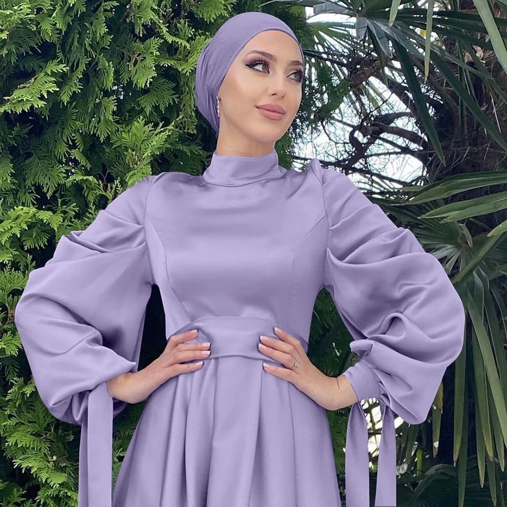 Robe Longue en Satin pour Femme Musulmane, Abaya, Hijab, Éducatif, Dubaï, Ramadan, Eid Mubarak, Arab