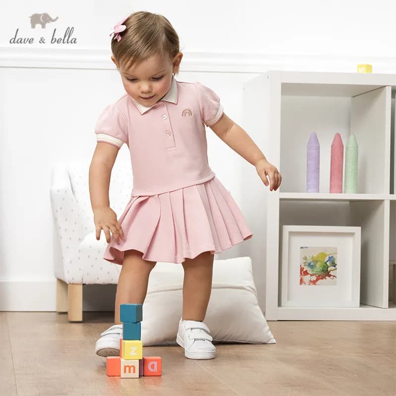 Dave Bella – robe drapée de princesse pour bébé fille, tenue de soirée à la mode pour enfants, vêtem