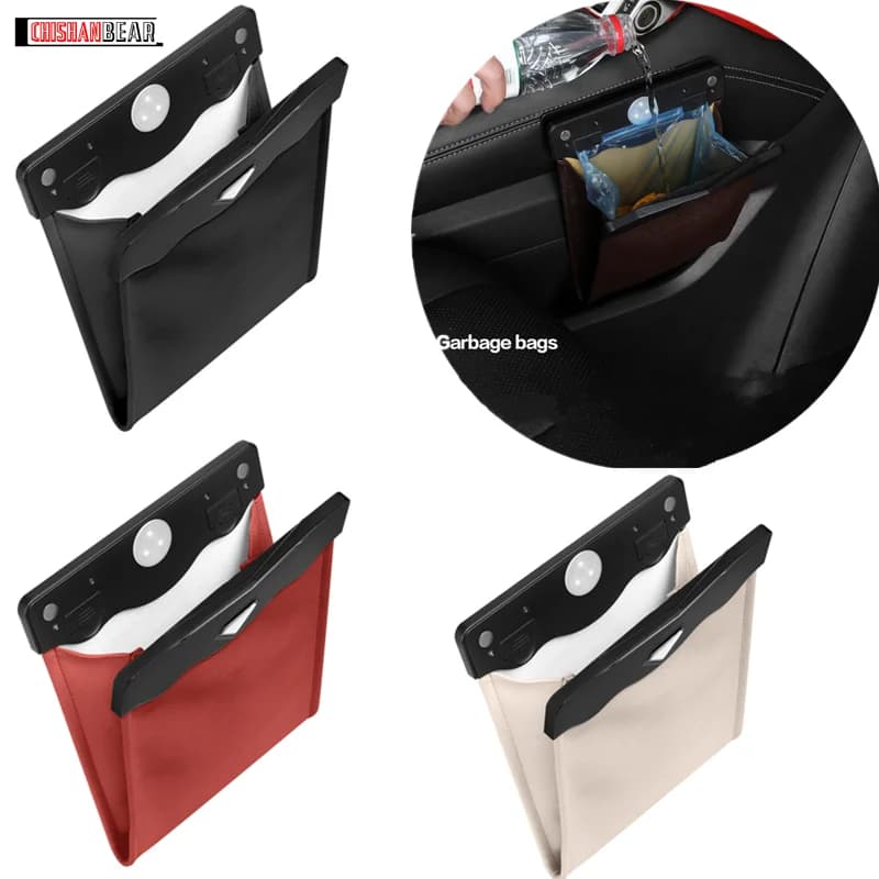Poubelle de rangement pliable pour voiture, sac poubelle pour copilote, fournitures de rangement et 