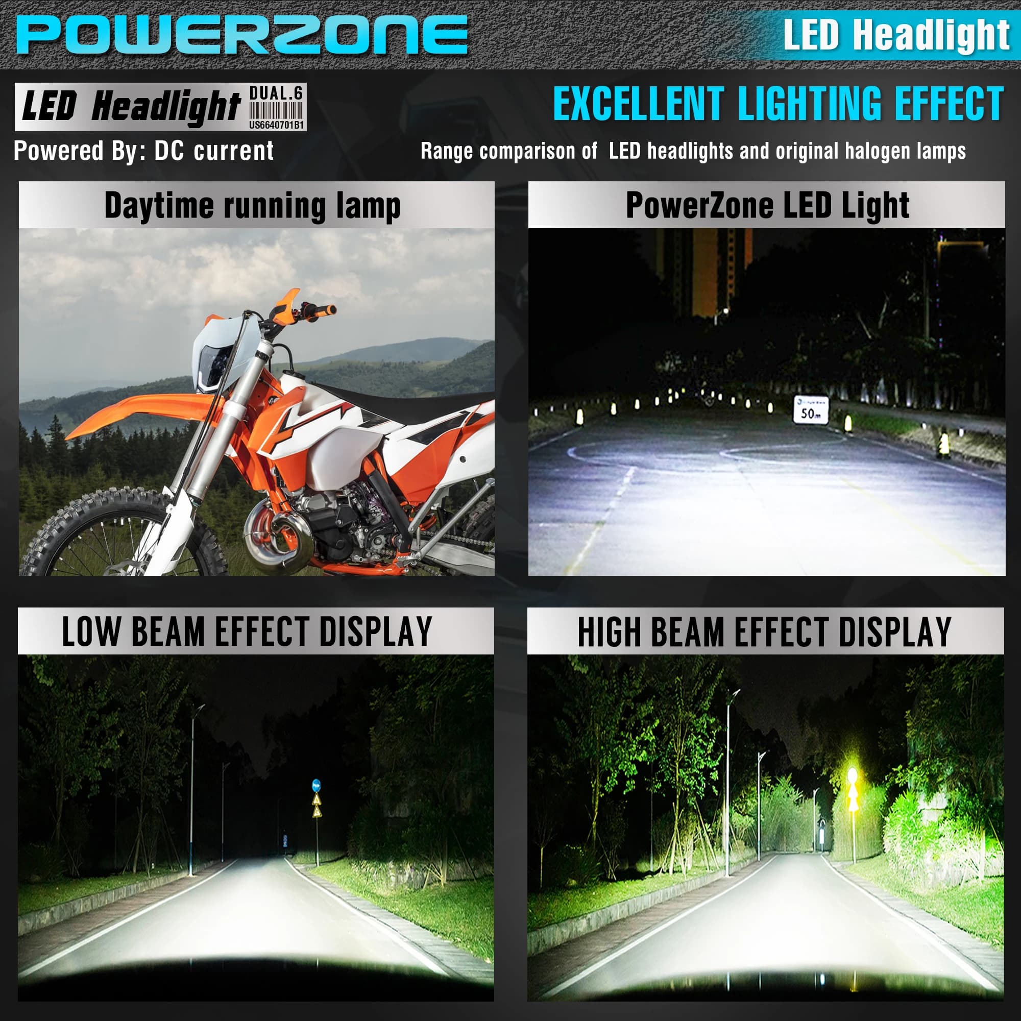 PowerZone moto phare LED phare phare Supermoto carénage pour KTM EXC SXF MX Dirt Bike Enduro phare L