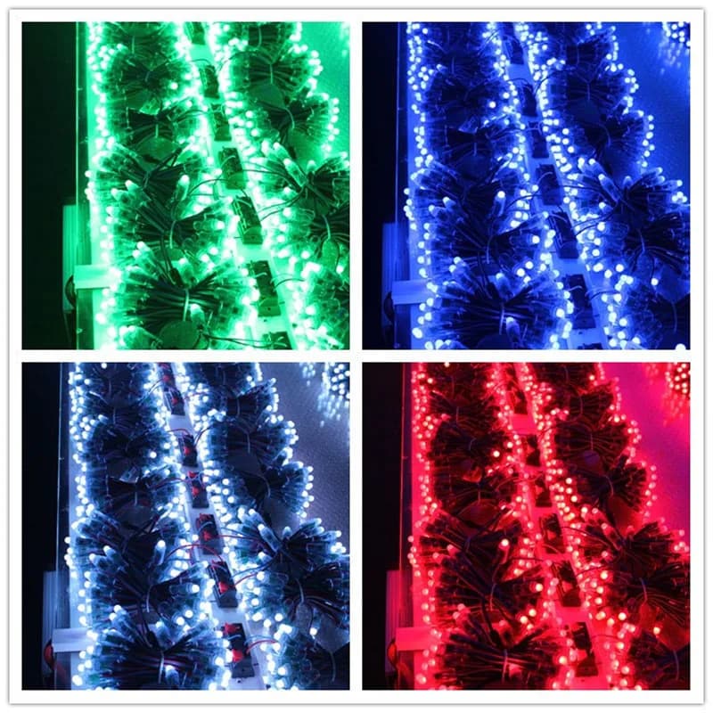 Guirxiété lumineuse LED RGB pixel, chaîne d'éclairage extérieur, coronavirus, Noël, vacances, 50 piè