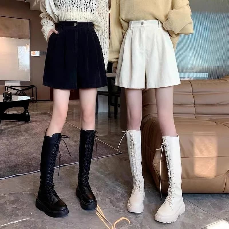 Short en velours côtelé pour femme, simple, pur, design confortable, mode décontractée, basique, Ulz