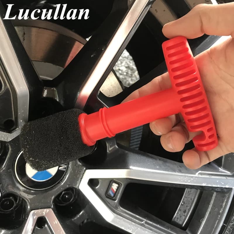 Lucullan Design Brosse de nettoyage de roue à écrou encastré en mousse avec poignée et éponge d'inse