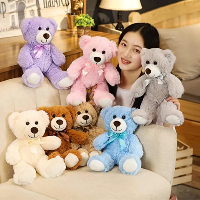 Mignon coloré nœud papillon ours poupée en peluche câlin ours poupée enfants cadeau d'anniversaire o