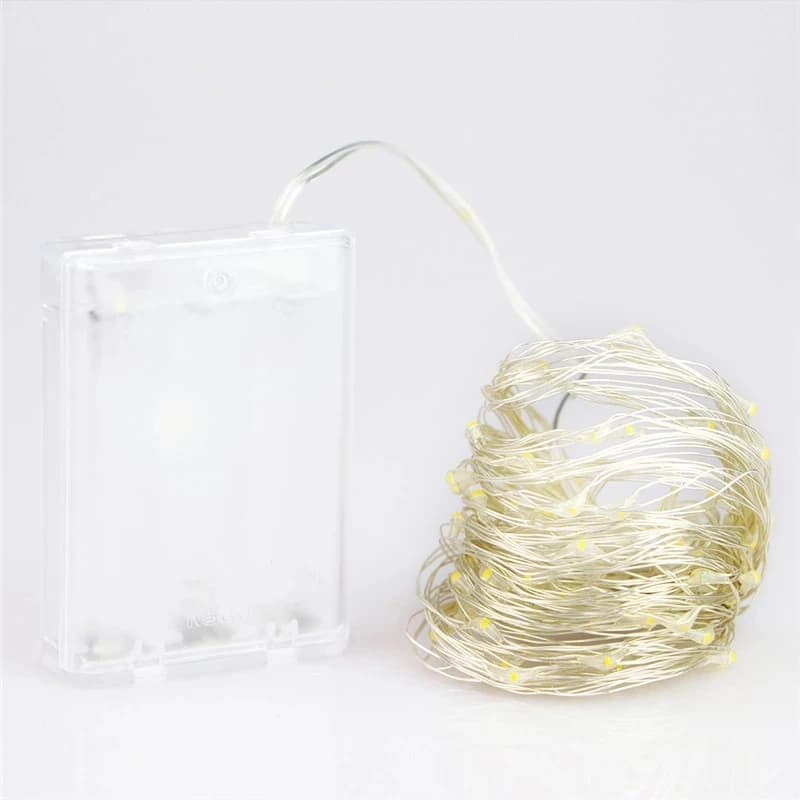 Guirlandes lumineuses à piles AA, 1M 10 LED, 2M 20 LED, 3M 30 LED, 5M 50 LED, 10M 100 LED, fil de cu