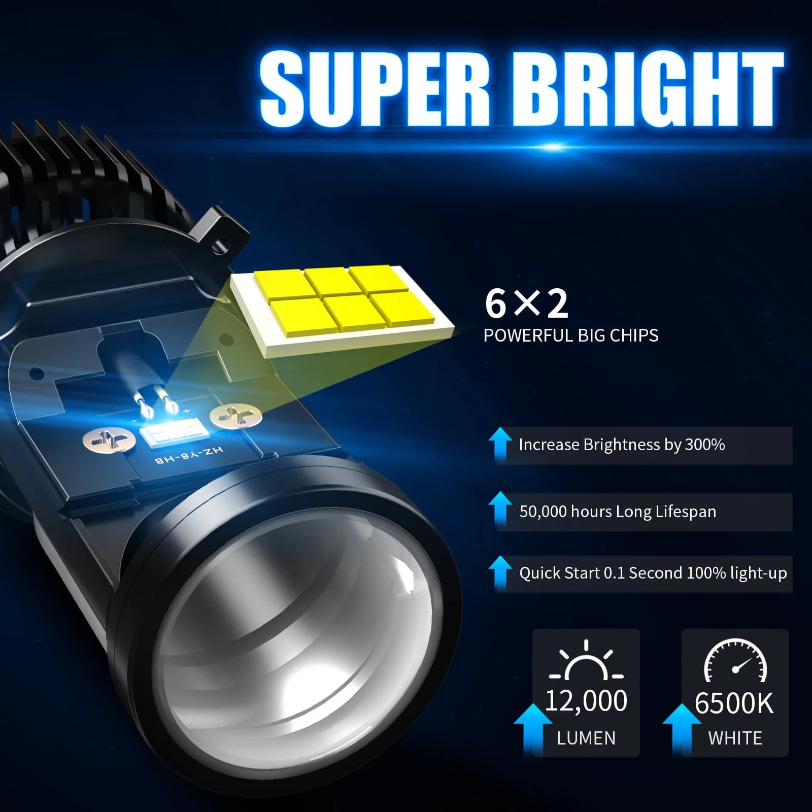 AILEO H4 9003/HB2 Led ampoules de phares Canbus 20000LM faisceau haut/bas avec Mini lentille de proj