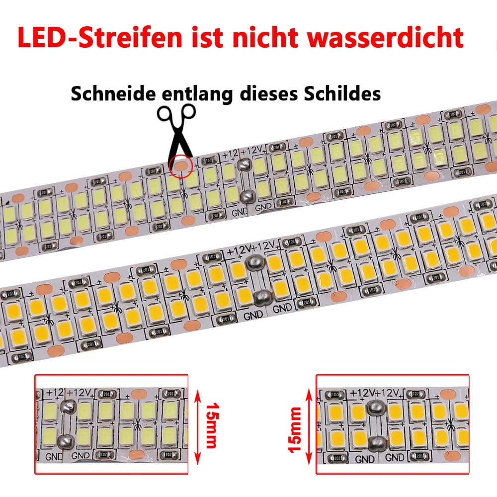 480 LED s/m SMD 2835 bande LED 24 V 12 V 5 M 2400 LED Double rangée bande LED Flexible 1200 LED s 90