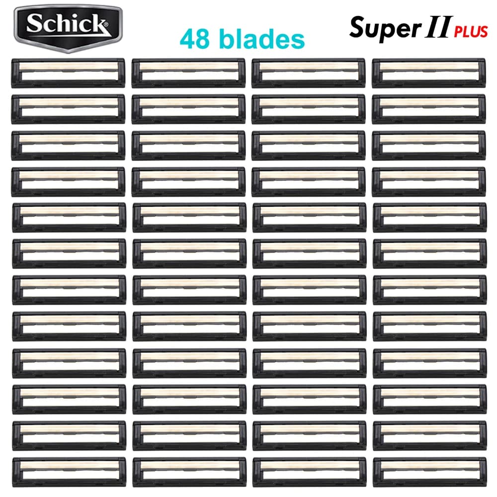 Schick – lames de rasoir pour le visage Super II PLUS, Double lubrification, vitamine B5, 48 pièces