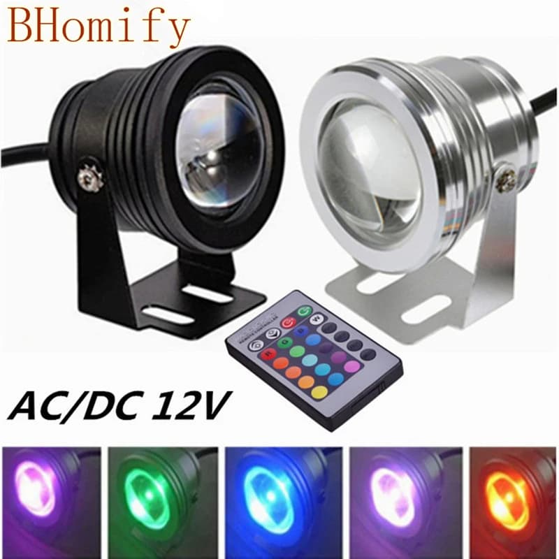 Projecteur Sous-Marin LED SPOT 10W RGB DC12vIP67 Étanche Radiateur, Éclairage de Voiture en Acier In