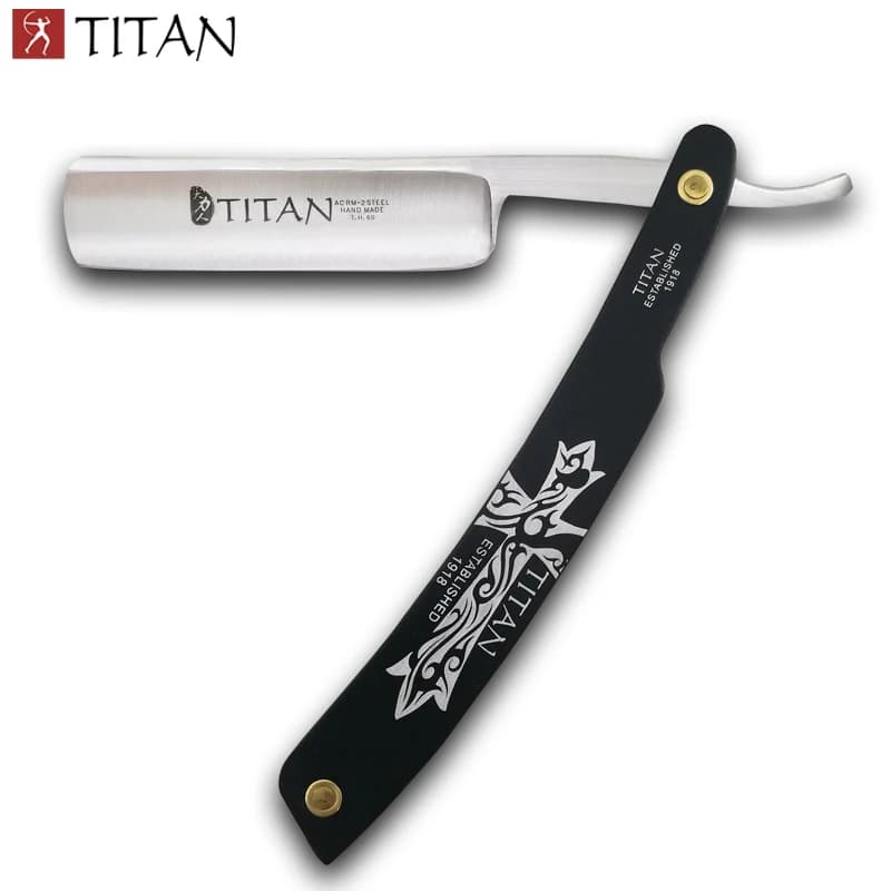Titan-Rasoir droit avec manche en bois, lame en acier, déjà tranchante