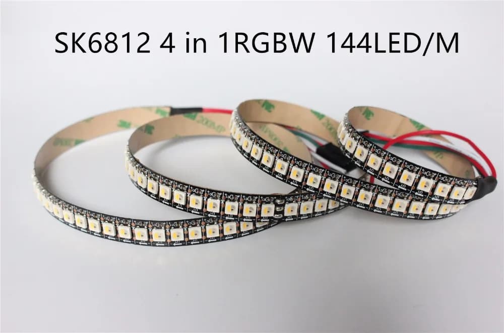 SK6812 RGBW (similaire Ws2812b) 4 en 1 1m/4m/5m 30/60/144 LED/Pixels/M bande adressable individuelle