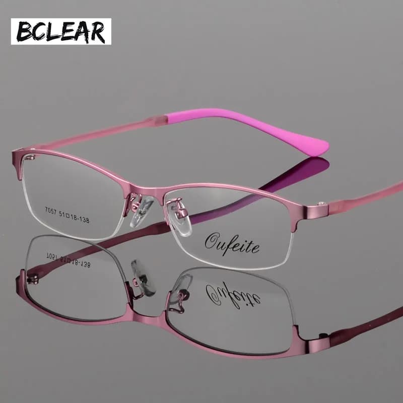 BCLEAR – monture de lunettes en alliage métallique pour femmes, cadre Ultra-léger, demi-bord, optiqu