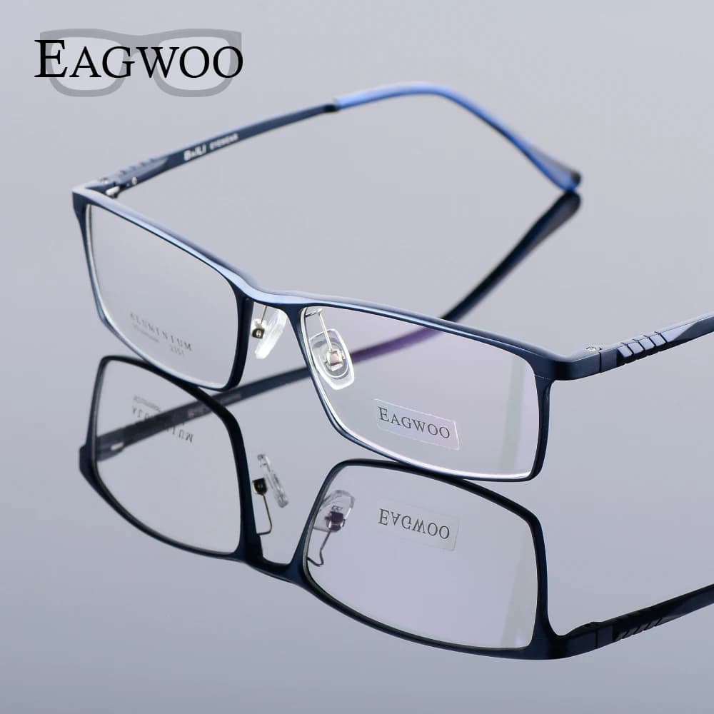 Eagwoo aluminium hommes large visage lunettes de Prescription jante complète cadre optique affaires 