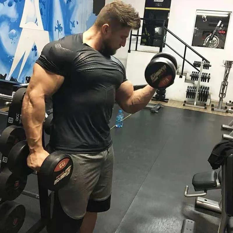 Compression séchage rapide T-shirt hommes course Sport maigre T-shirt court homme Gym Fitness muscul