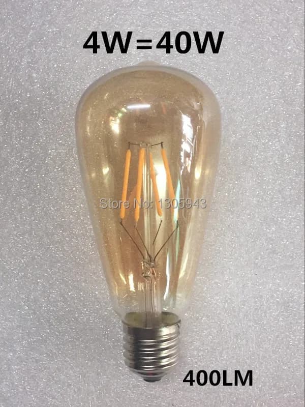 Ampoules LED à Filament Edison, lumières artistiques dorées ST64 à intensité variable E27 B22 2W 4W 