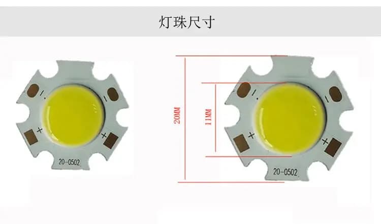 10 pièces COB 3W 5W 7W 10W led puce cob 240-1200lm côté 11-20MM puce à bord spots ampoule projecteur