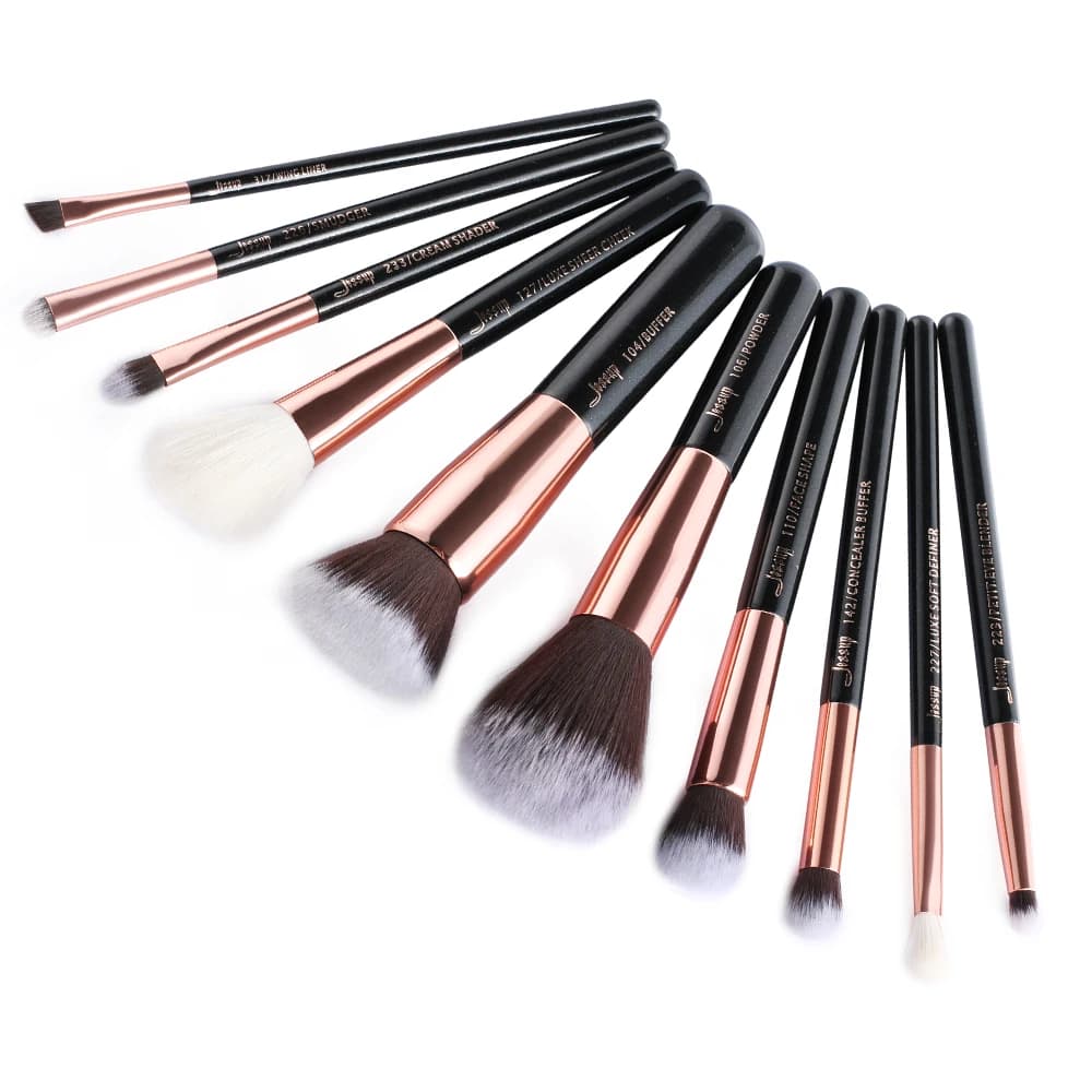 Jessup – pinceaux de maquillage synthétiques naturels, 10 pièces, poudre de fond de teint, Blush, fa