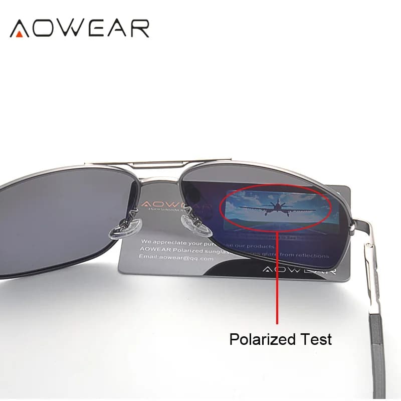 AOWEAR Aviation lunettes de soleil polarisées hommes en aluminium conduite miroir lunettes de soleil