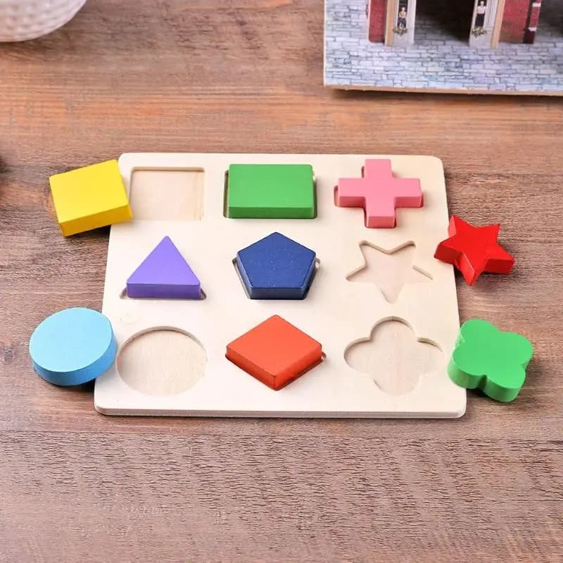 Formes géométriques en bois Montessori Puzzle tri des briques mathématiques apprentissage préscolair