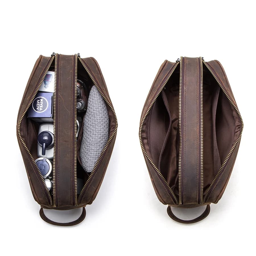 CONTACT'S-Trousse de toilette en cuir véritable pour homme, trousses de toilette vintage, trousses d