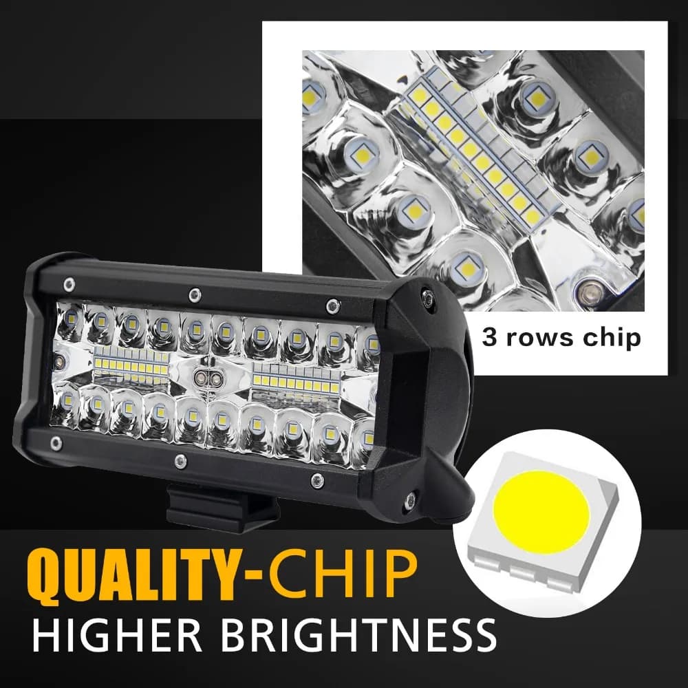 CO LIGHT 4 "2 pièces 120W barre lumineuse de travail Led 7 ''pour tracteur bateau tout-terrain camio