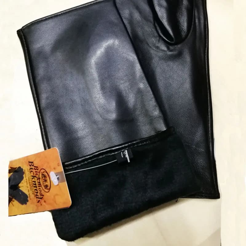 Gants longs demi-doigt en peau de mouton pour femmes et hommes, en cuir, pour conduite de voiture, m