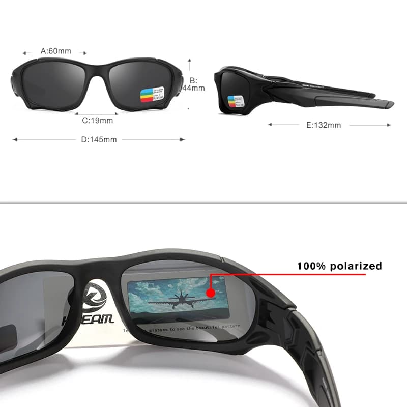 KDEAM lunettes de soleil de cyclisme pour hommes polarisées noir Style guerrier lunettes de soleil d