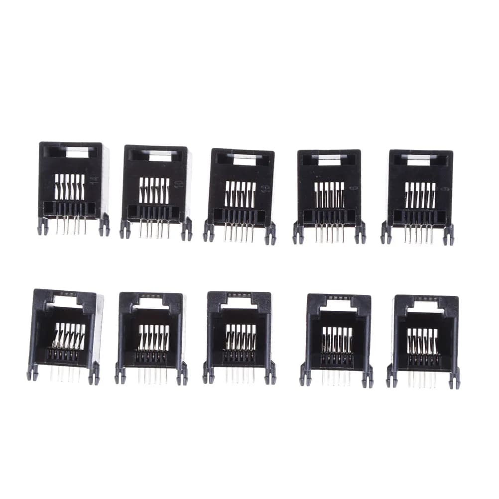 Lot de 10 prises de téléphone RJ12 RJ11, 6 broches, femelle en cristal 6p6c