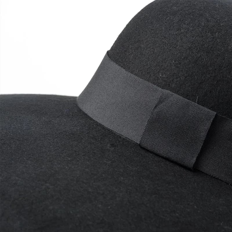 Grand chapeau en feutre de laine à bord large pour femme, chapeau Trilby chic, robe d'église, Fedora