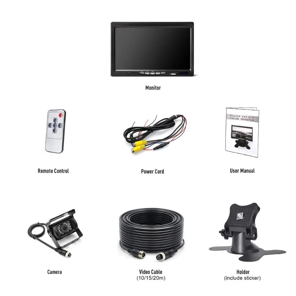 GreenYi véhicule IR LED caméra de recul connecteur 4 broches + 7 "LCD couleur TFT moniteur de vue ar