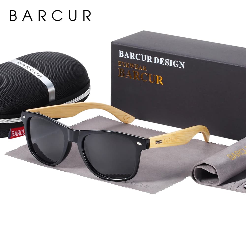 BARCUR lunettes polarisées hommes bambou bois lunettes de soleil femmes mode miroir lunettes de sole
