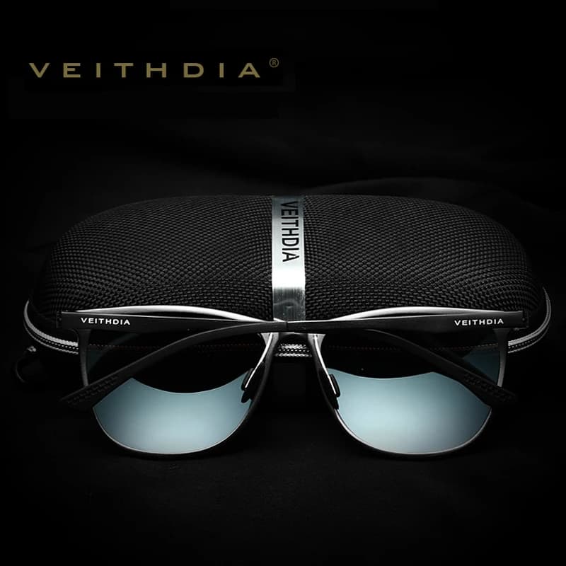VEITHDIA Rétro En Aluminium De Magnésium de Marque Hommes Lunettes De Soleil Polarisées Objectif Vin