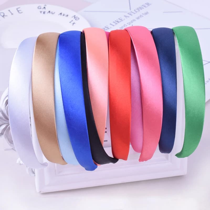 Bandeaux en résine recouverts de satin pour enfants, bandes de cheveux en satin solide, cerceau de c