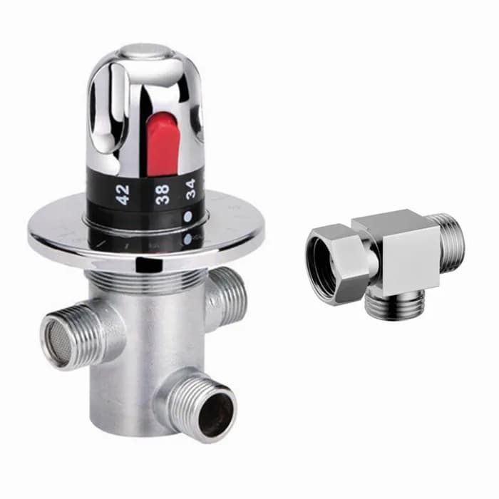 Vanne de mélange de thermostat en laiton DN15(G1/2), vanne de chauffe-eau, réglage du contrôle de la
