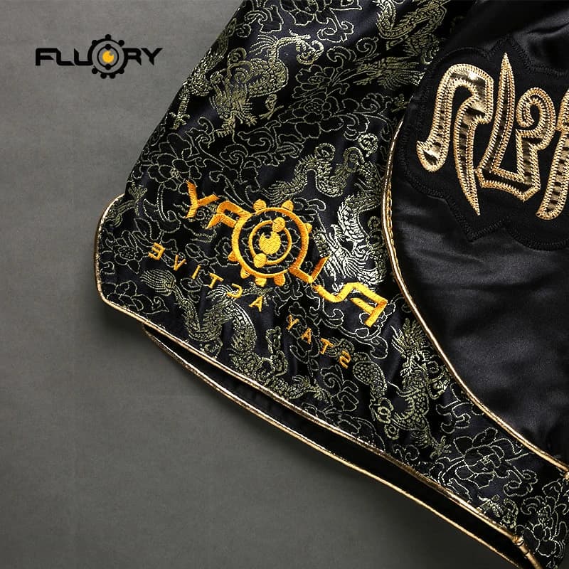 Short de combat imprimé fluoré, short de boxe, patchs brodés, short Muay Thai