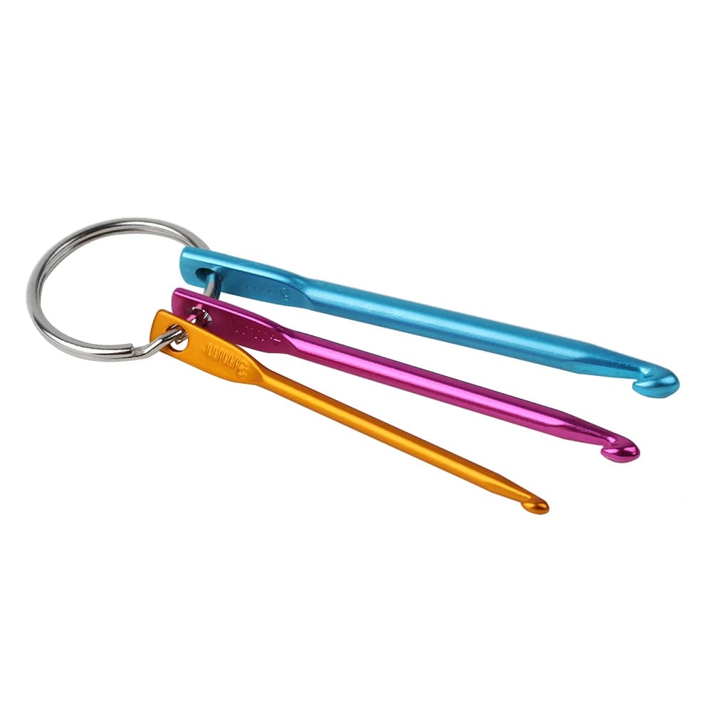 Mini porte-clés en aluminium, Crochet, bricolage, outils d'artisanat multicolores, aiguilles à trico
