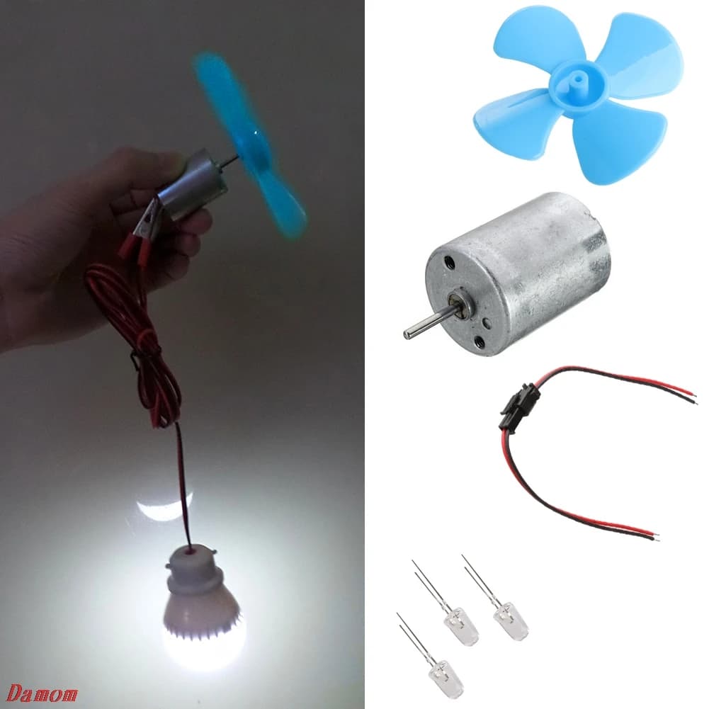 Micro moteur éolienne 6-9V | Kit de bricolage, Micro moteur/Mini feuille bleue palette/Diodes/câbles