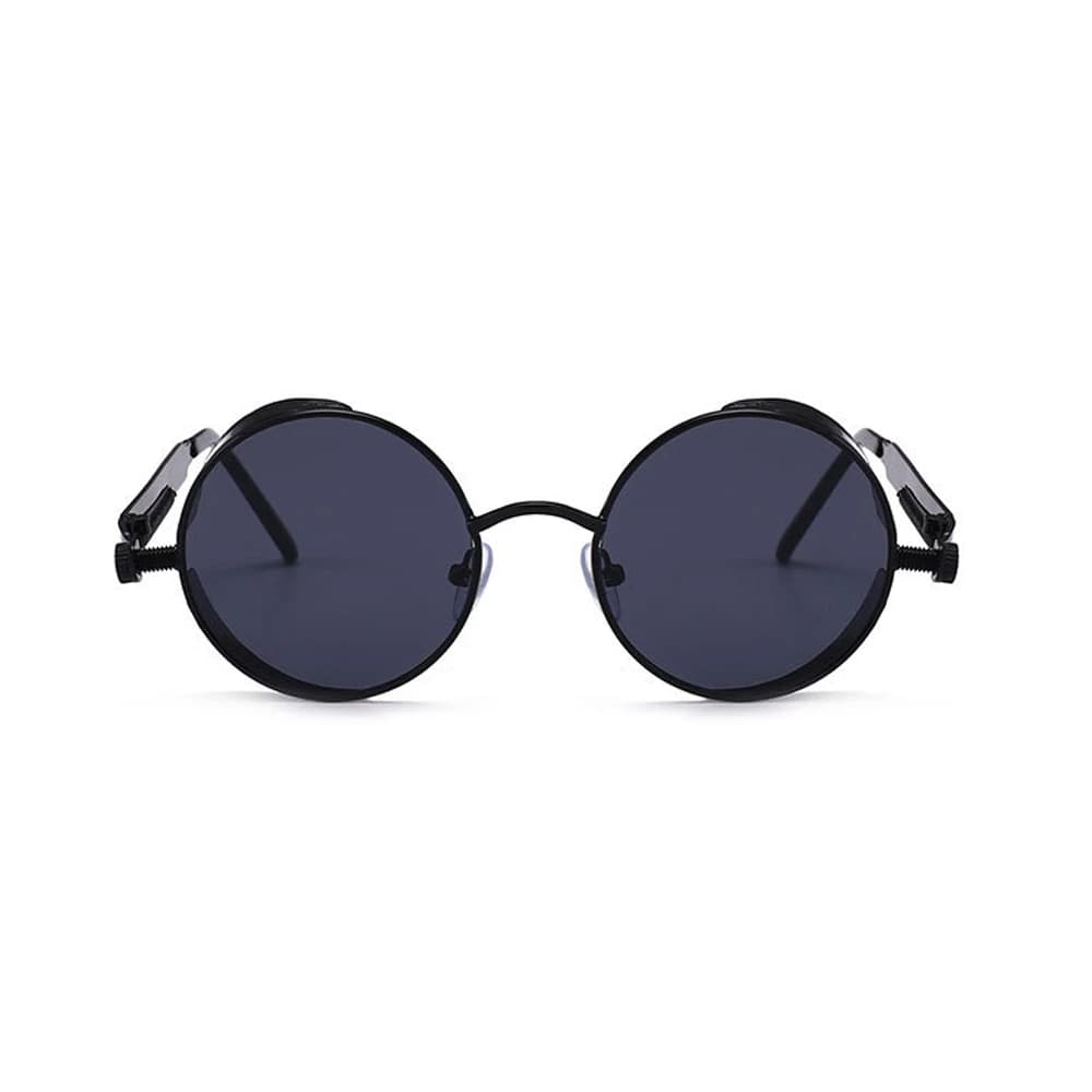 VIVIBEE Lunettes de soleil vintage steampunk rouges pour hommes, lunettes rondes punk en alliage mét