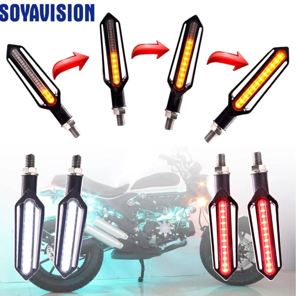 Clignotants de moto ambre lumière LED lumières clignotantes d'eau qui coule indicateurs de clignotan