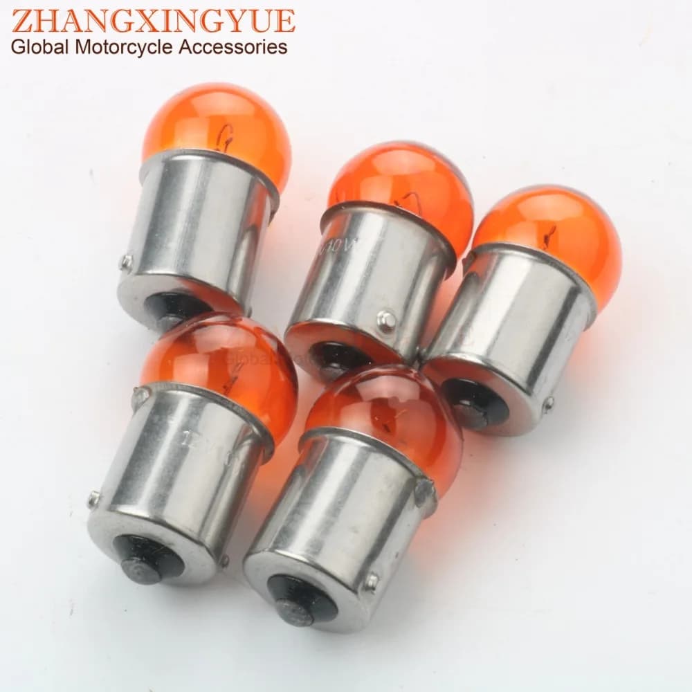 Ampoule indicateur 12V/10W BA15S G18 orange, 5 pièces, pour moto, Scooter, ATV, Karting, 50cc, 125cc