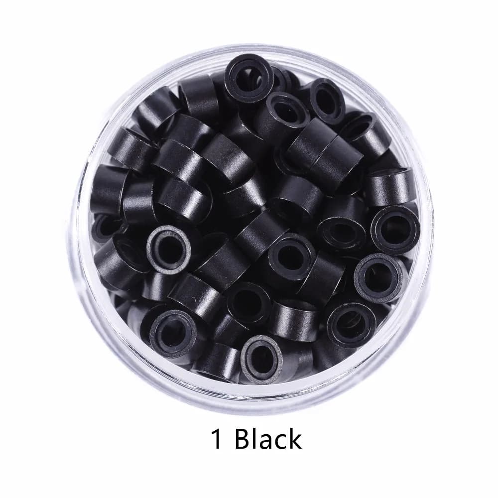 100 pièces 5.0*3.0*3.0mm Micro anneaux/liens/perles doublés de Silicone MICRO anneau lien sertissage