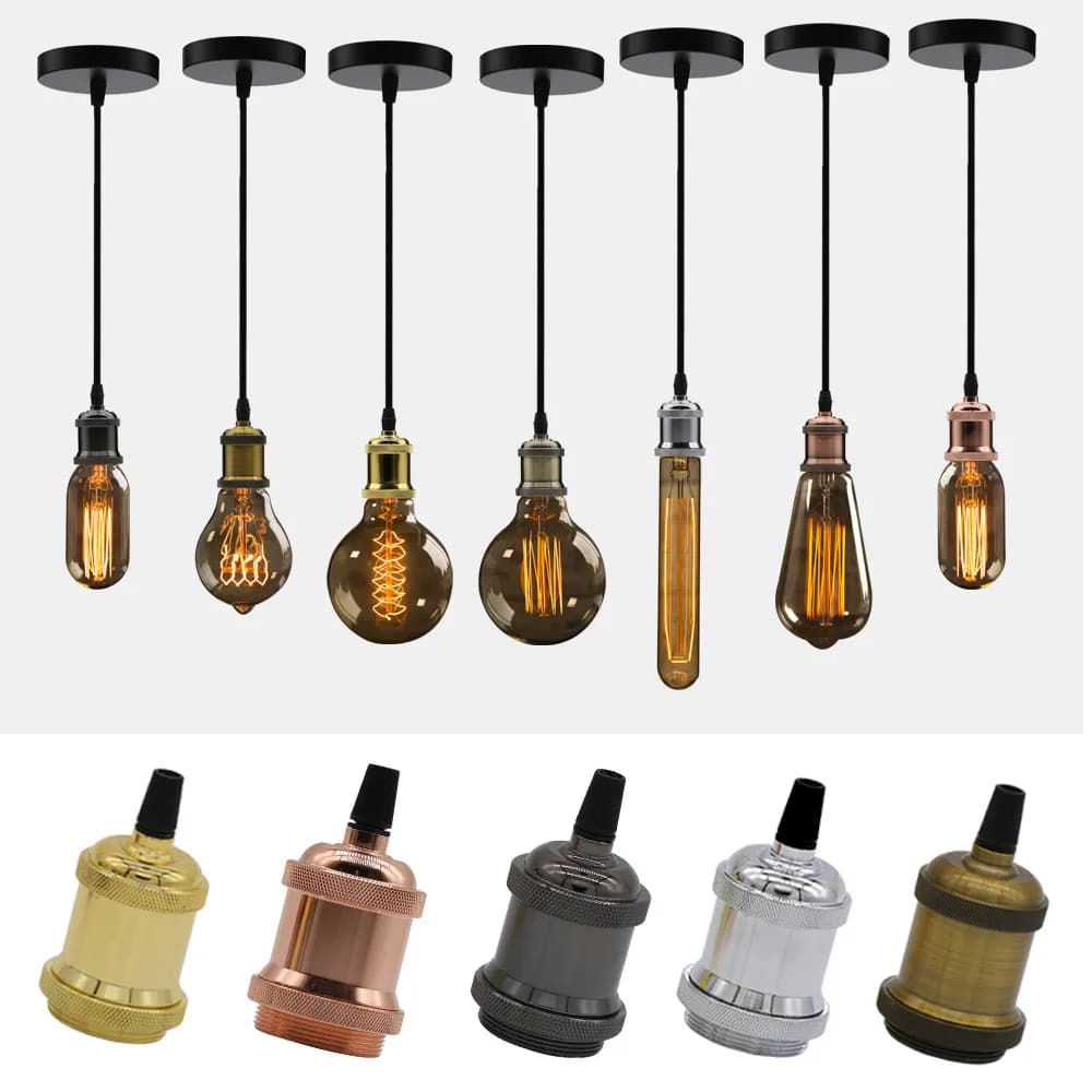 Support de lampe rétro industrielle, lampe Edison rétro Vintage, lumière pendentif à douille, E27, b