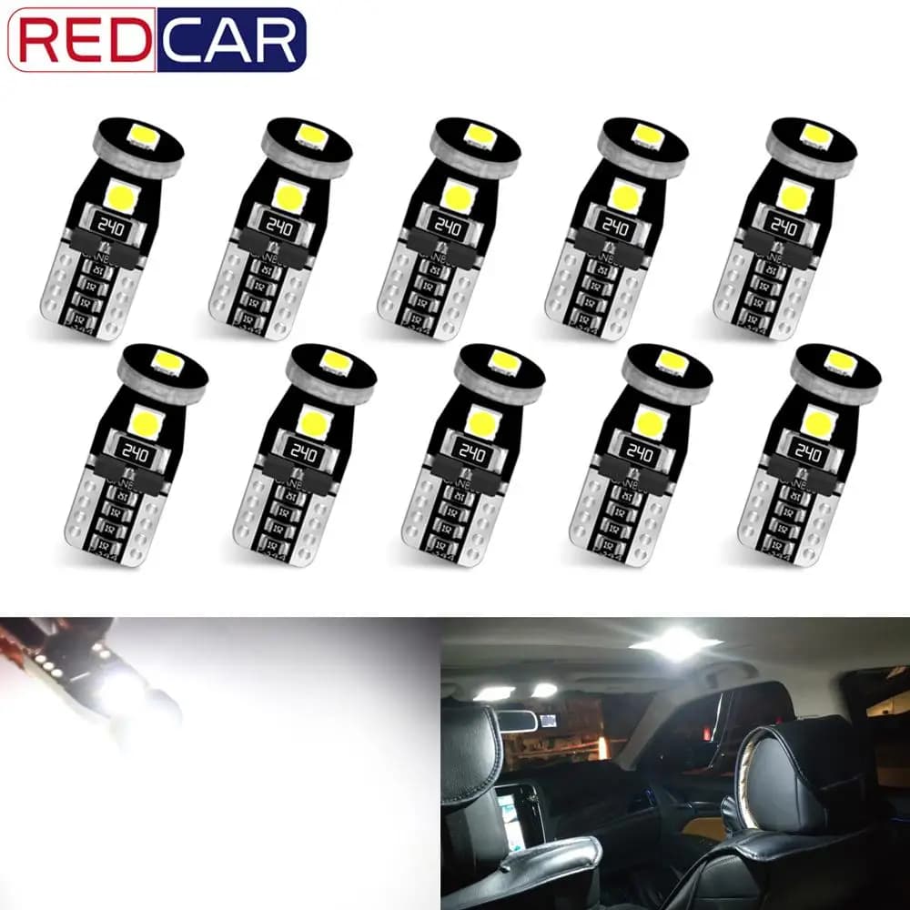 Ampoules Led T10 Canbus W5W, 10 pièces, 168 194 6000K, lampe de signalisation blanche, dôme de lectu