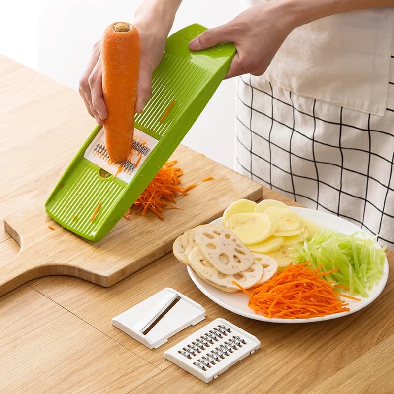 LMETJMA trancheuse à mandoline trancheuse à légumes en acier inoxydable avec 3 lames trancheuse à Ju