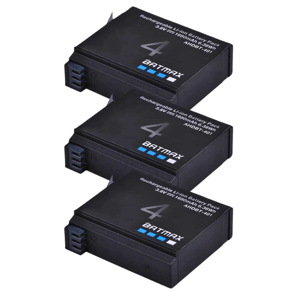 Batterie akku pour Gopro Hero 4, 3 pièces, 3.7V, 1680mAh, accessoires de caméra