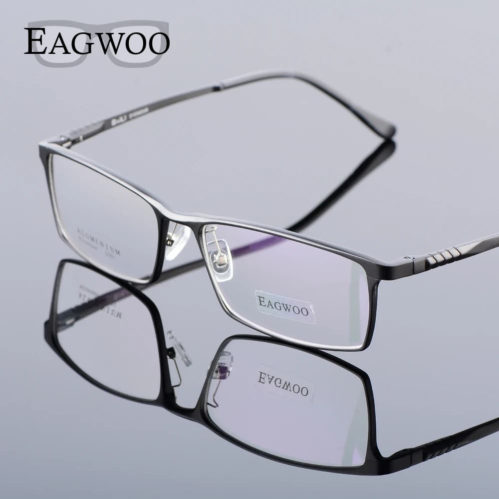 Eagwoo aluminium hommes large visage lunettes de Prescription jante complète cadre optique affaires 
