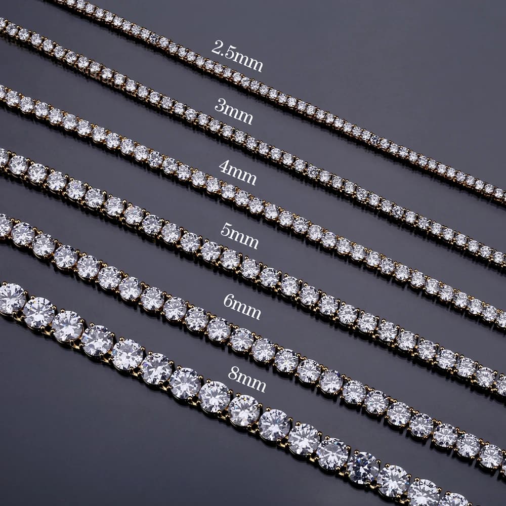 TOPGRILLZ 3mm-10mm glacé Bling AAA Zircon 1 rangée chaîne de Tennis collier hommes Hip Hop bijoux or