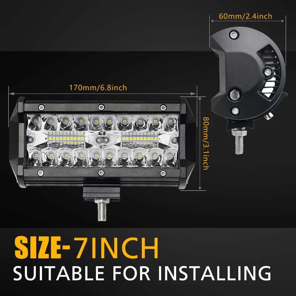 CO LIGHT 4 "2 pièces 120W barre lumineuse de travail Led 7 ''pour tracteur bateau tout-terrain camio